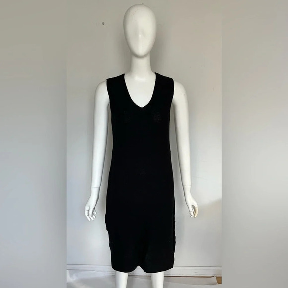 Yest Womens Viscose Knit Black V-Neck Sleeveless Midi Dress Size 8 NWOT - Picture 2 of 11